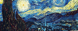 Vincent van Gogh The Starry Night Oil Painting with Swirling Sky and Village HD wallpaper