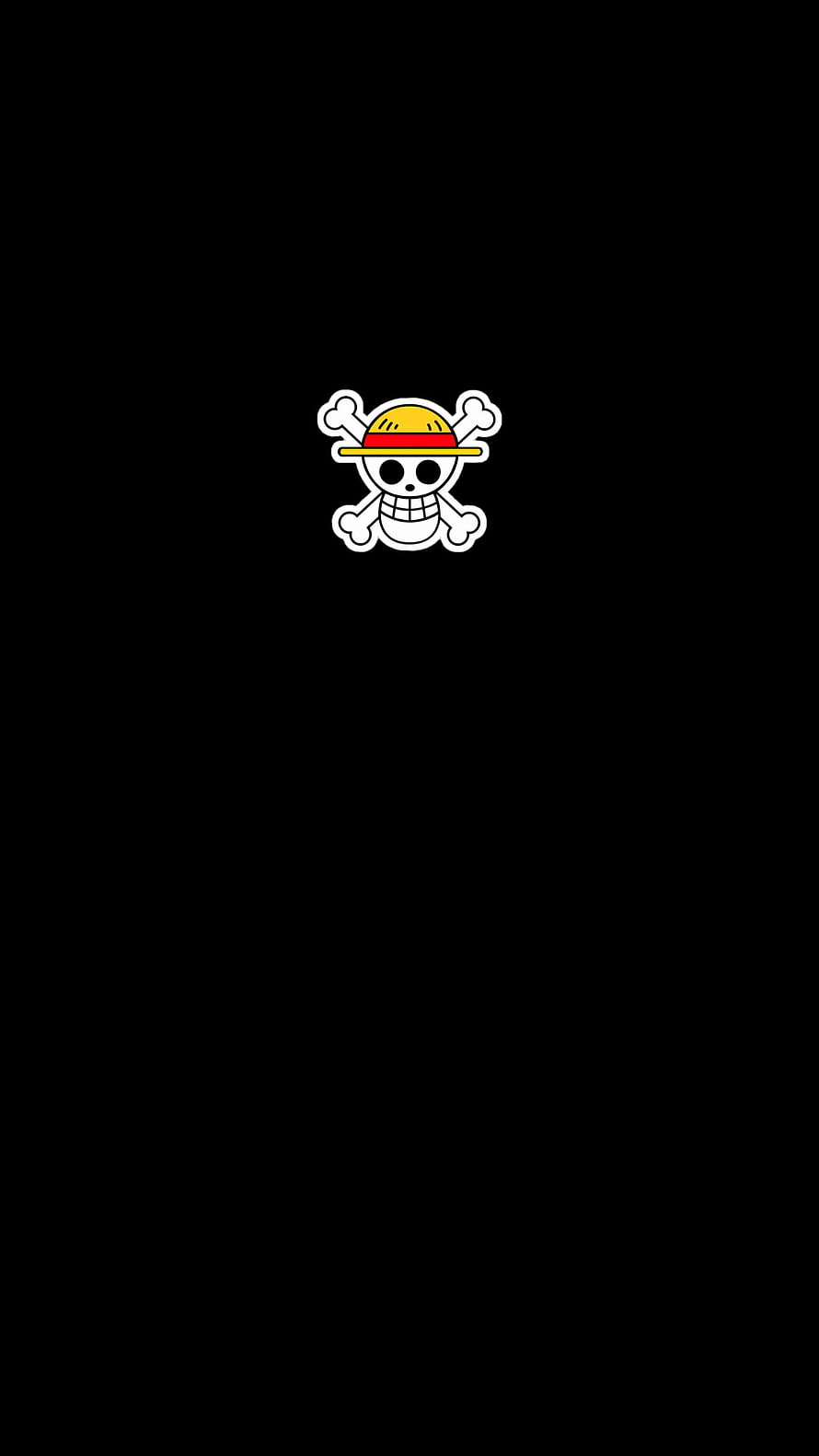 One Piece Straw Hat Pirates Jolly Roger Logo on Black Background HD phone wallpaper