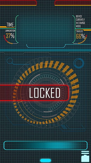 Futuristic Sci-Fi HUD Interface with Locked Status and Tactical Data Display HD phone wallpaper