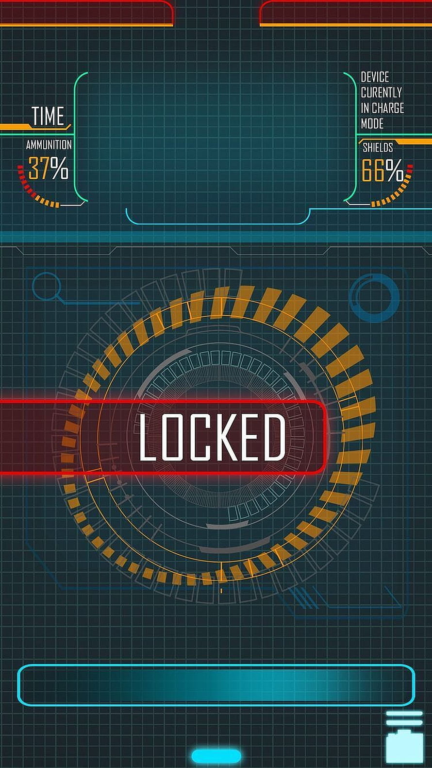Futuristic Sci-Fi HUD Interface with Locked Status and Tactical Data Display HD phone wallpaper