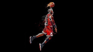 Michael Jordan Chicago Bulls Dribble Illustration on Black Background HD wallpaper