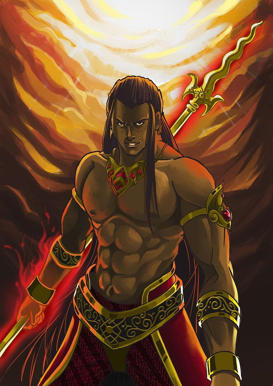 Muscular Warrior With Golden Sword And Red Cape Anime Style HD phone wallpaper