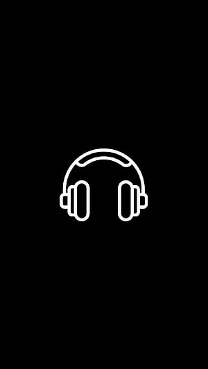 Minimalist White Headphones Icon on Black Background HD phone wallpaper