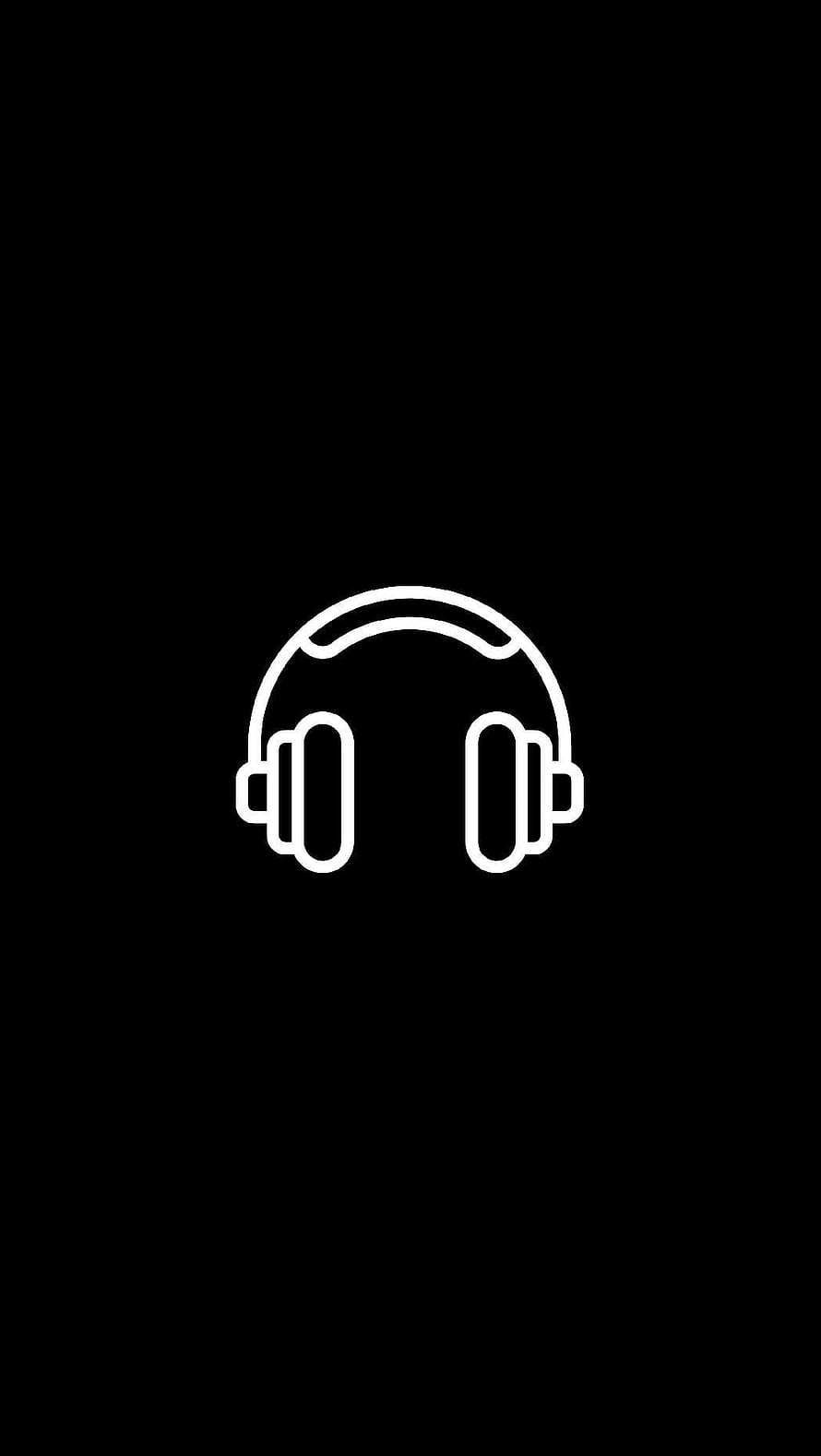 Minimalist White Headphones Icon on Black Background HD phone wallpaper