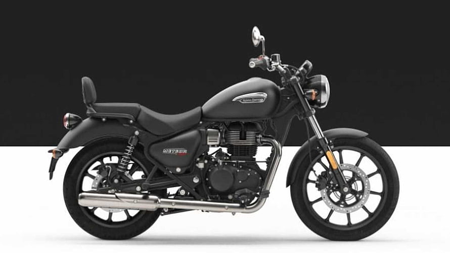 Royal Enfield Meteor 350 Matte Black Cruiser Motorcycle Studio Profile HD wallpaper