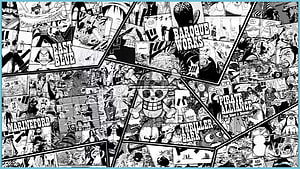 One Piece Manga Map Featuring Marineford, Thriller Bark, and Pirate Alliance Panels HD wallpaper