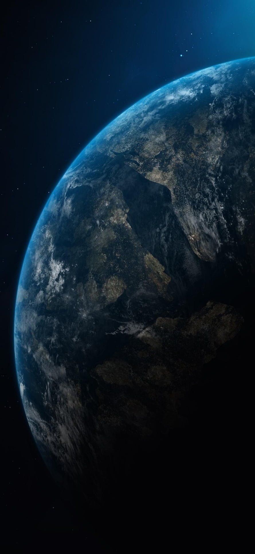 Planet Earth Viewed From Deep Space With Dark Atmosphere and Starry Background HD phone wallpaper