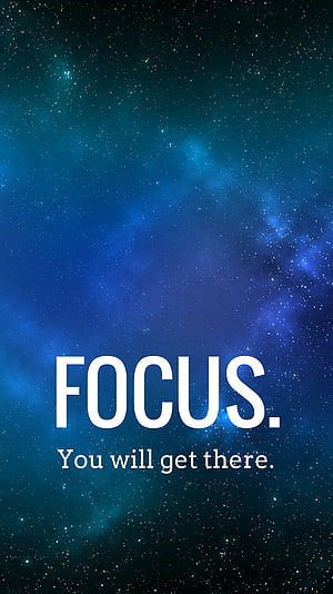 Inspirational Focus Quote on Deep Blue Starry Night Sky Background HD phone wallpaper