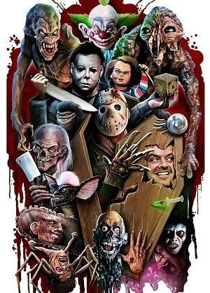 Classic Horror Movie Villains and Monsters Digital Art Collage HD phone wallpaper