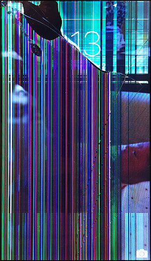 Broken Smartphone Screen With Vertical Color Lines And Glitch Art Effect HD phone wallpaper