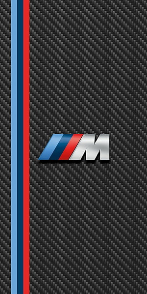 BMW M Power Logo on Carbon Fiber Texture with Blue and Red Stripes HD phone wallpaper