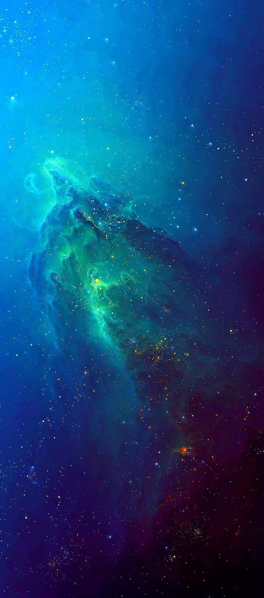 Vibrant Blue and Green Nebula Space Wallpaper with Starry Cosmic Background HD phone wallpaper