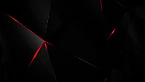 Dark Geometric Abstract Wallpaper with Glowing Red Cracks on Black Background HD wallpaper