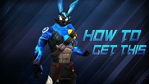 Fortnite Rabbit Mask Skin Character with Blue Glowing Suit and Tactical Gear HD wallpaper