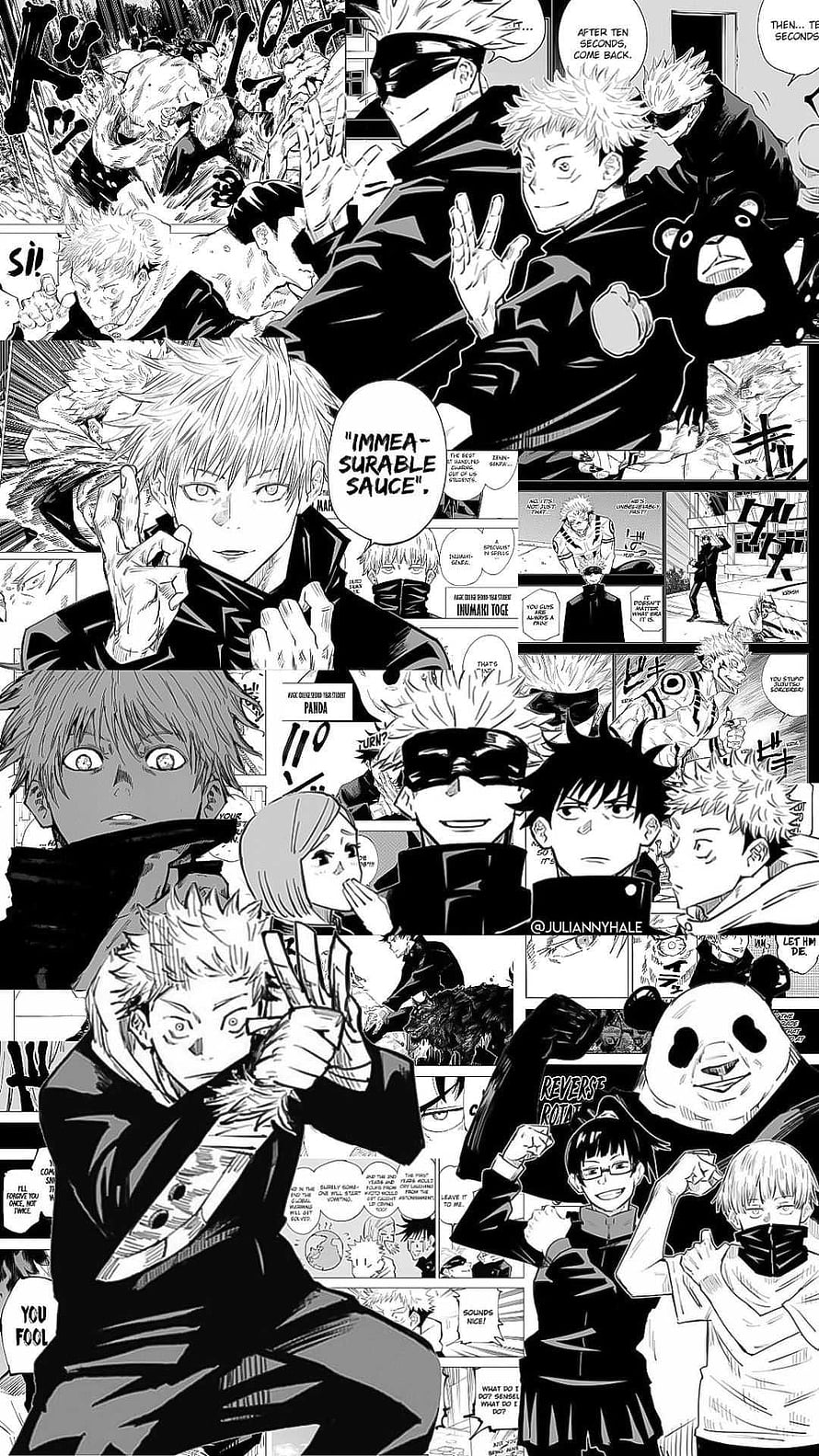 Jujutsu Kaisen Manga Panel Compilation Featuring Yuji Itadori and Gojo Satoru HD phone wallpaper