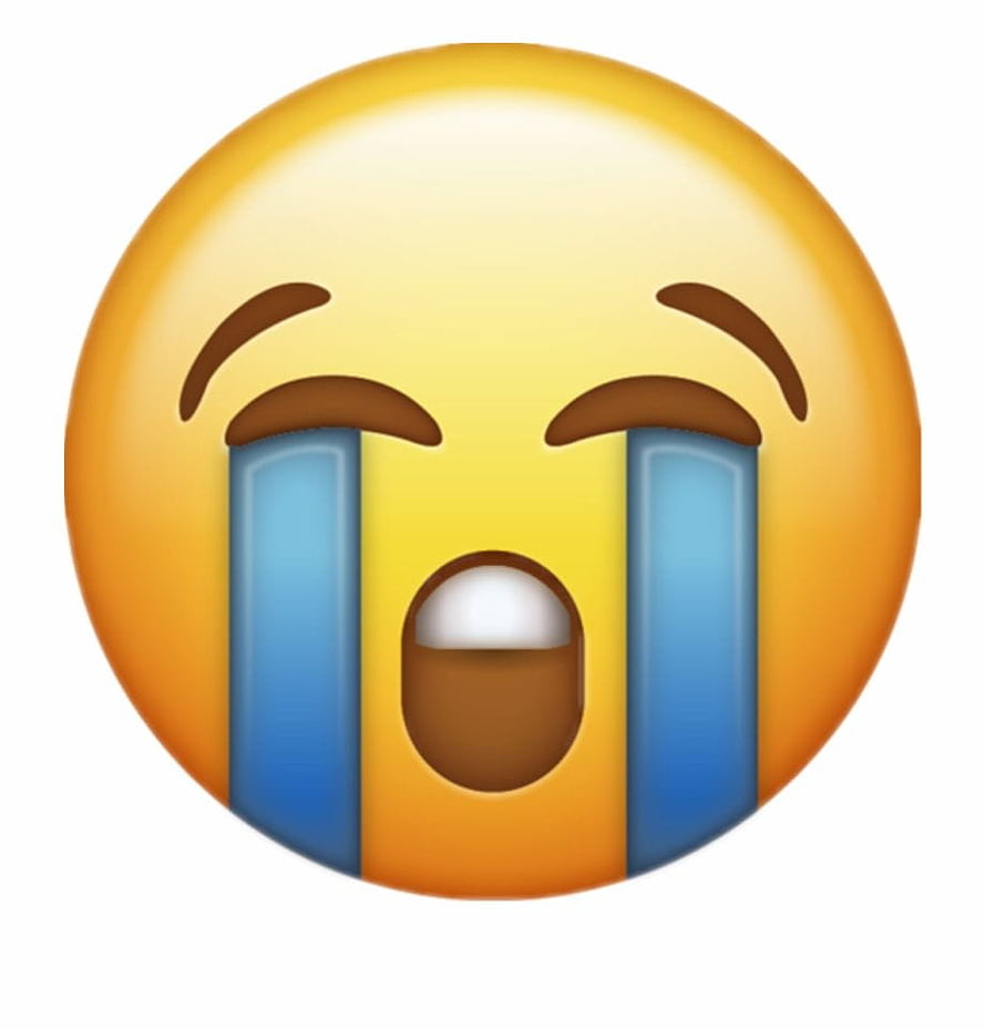 Crying Face Emoji with Tears and Open Mouth on White Background HD phone wallpaper