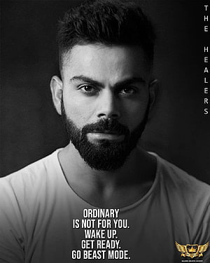 Virat Kohli Intense Black And White Portrait With Motivational Beast Mode Quote HD phone wallpaper
