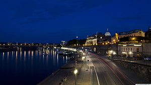 Budapest Danube River Night View with Buda Castle and City Lights HD wallpaper