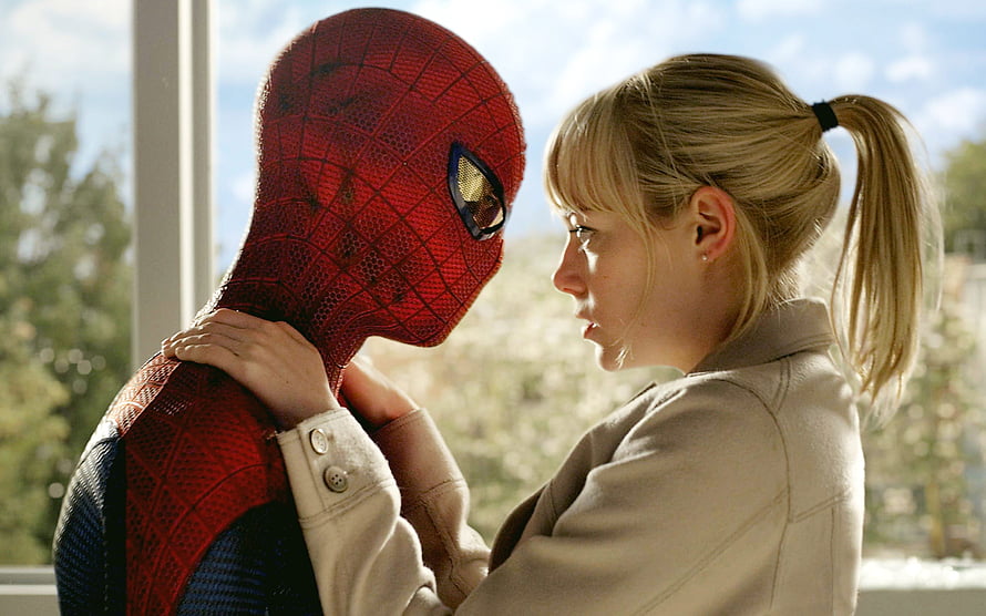 Spider-Man and Gwen Stacy in an intimate moment by a sunlit window, Spider Man and Gwen Stacy, peter parker and gwen stacy HD wallpaper