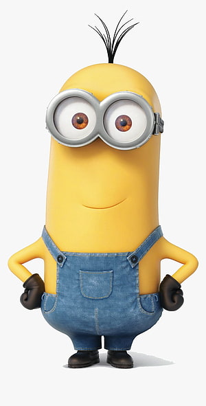 Kevin the Minion Standing with Hands on Hips in Denim Overalls and Goggles HD phone wallpaper