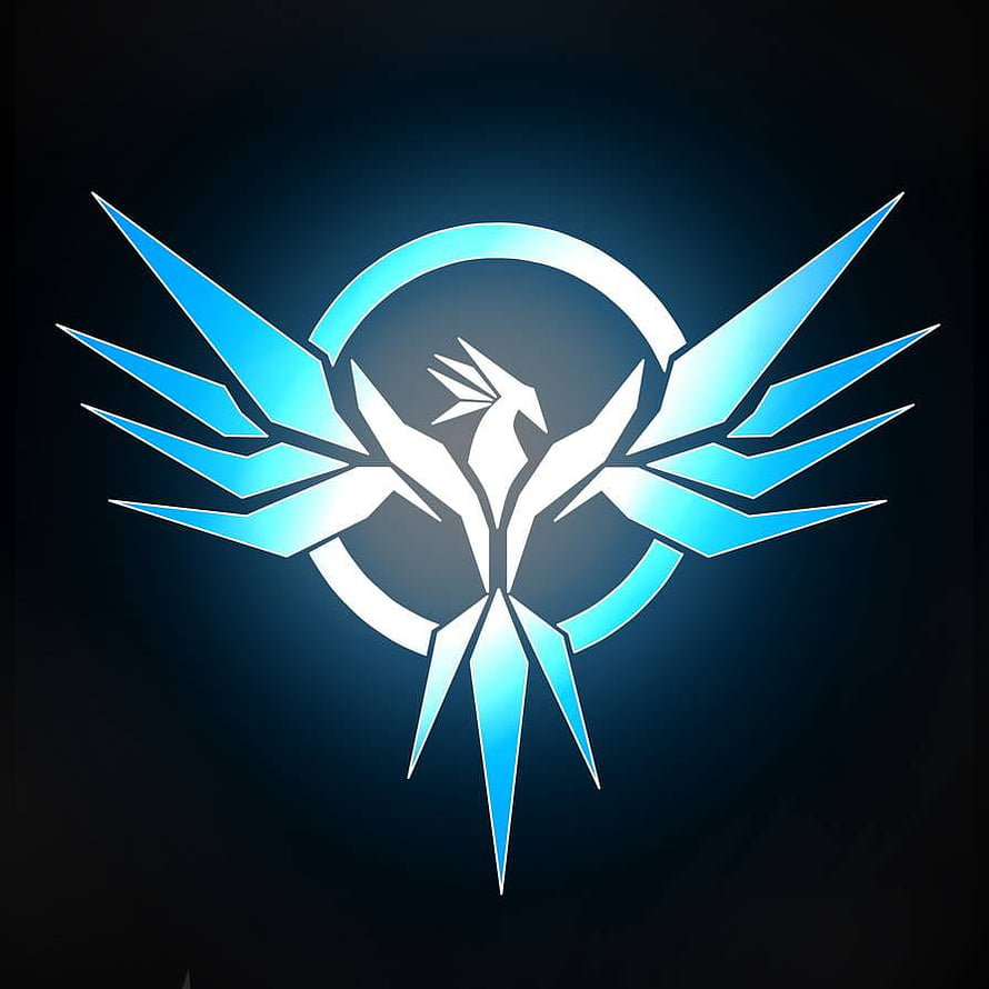 Glowing Blue Phoenix Emblem with Spread Wings and Circular Halo on Dark Background HD phone wallpaper