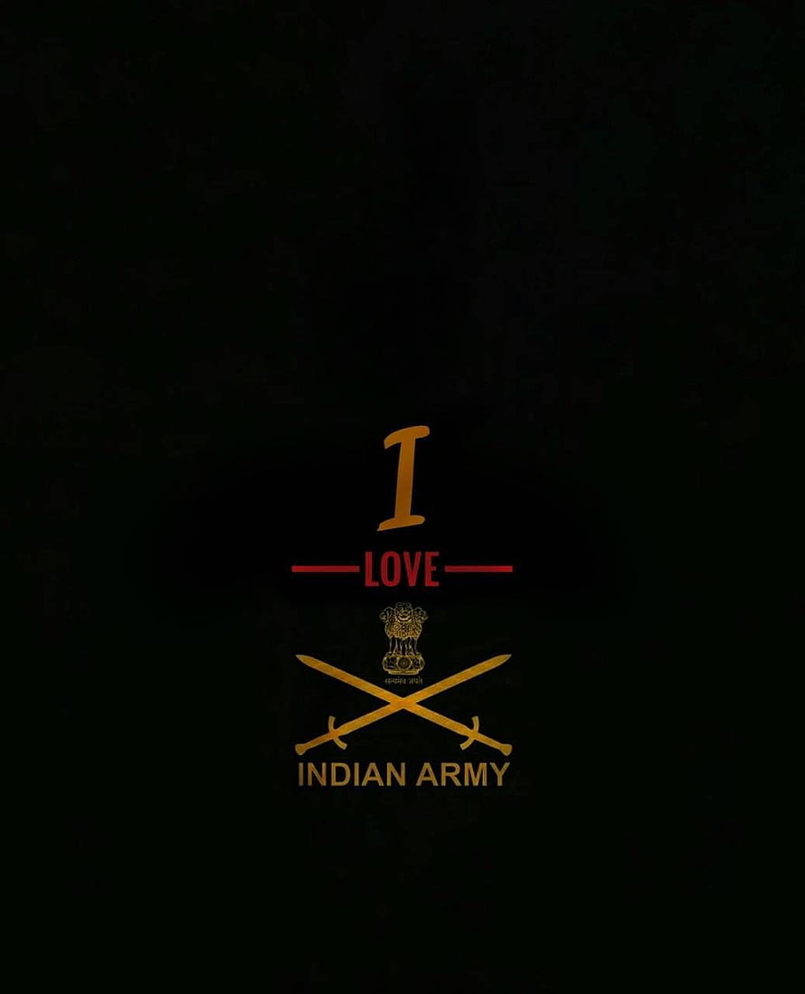I Love Indian Army Emblem With Crossed Swords And National Emblem On Black Background HD phone wallpaper