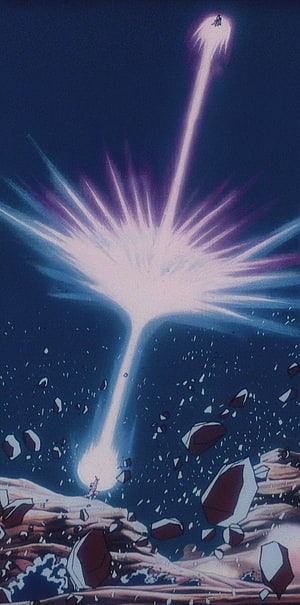 Dragon Ball Z Goku and Vegeta Energy Beam Clash in Space HD phone wallpaper
