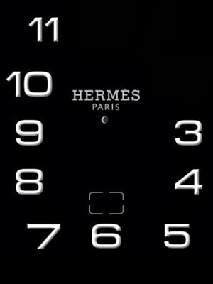 Hermès Paris Minimalist Watch Face with White Numerals on Black Background HD phone wallpaper