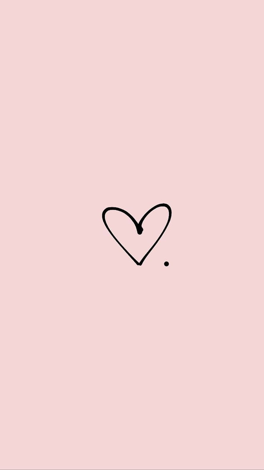 Minimalist Hand-Drawn Heart on Soft Pink Background for Social Media HD phone wallpaper
