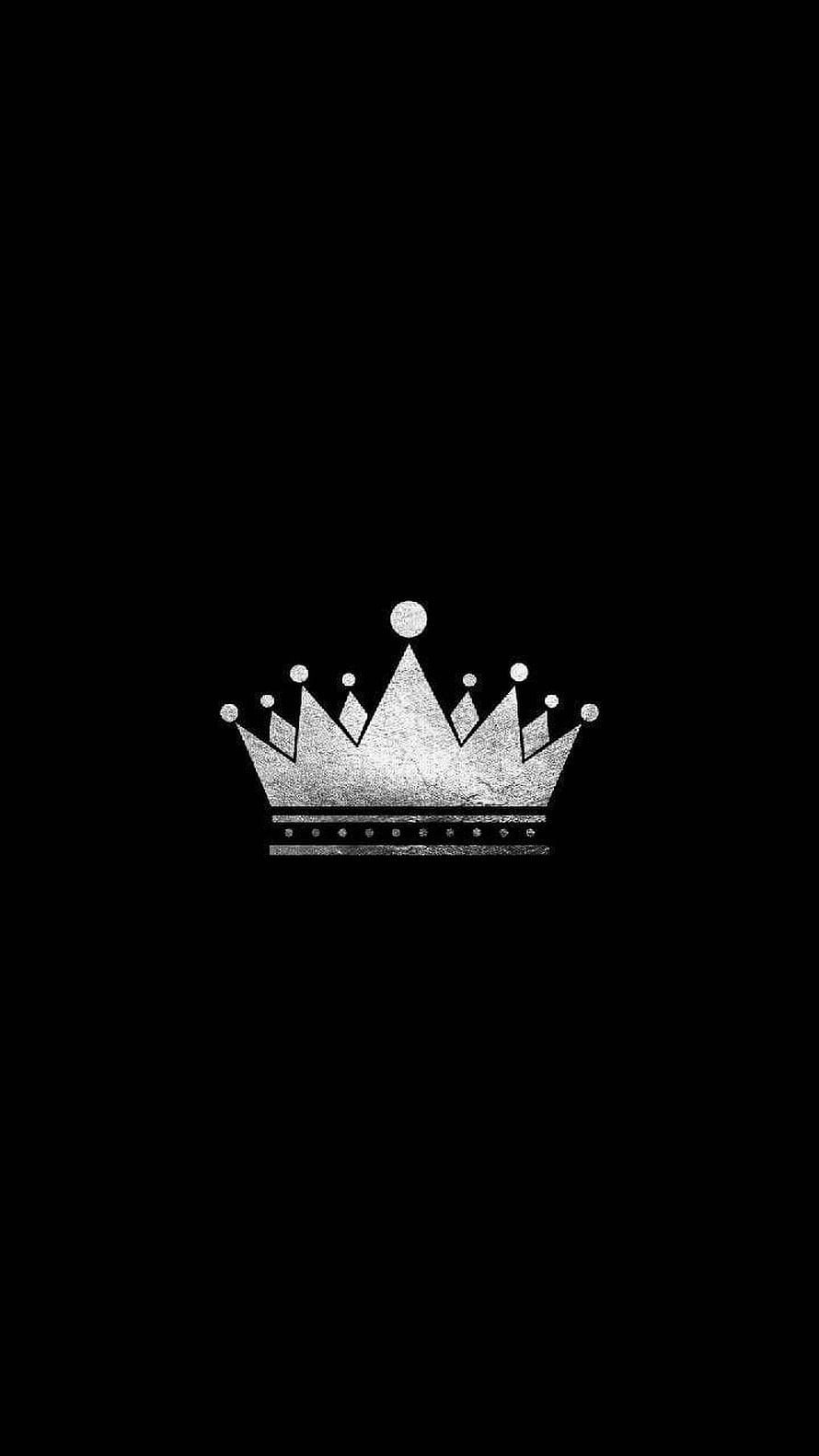 Minimalist Silver Crown Icon on Black Background HD phone wallpaper