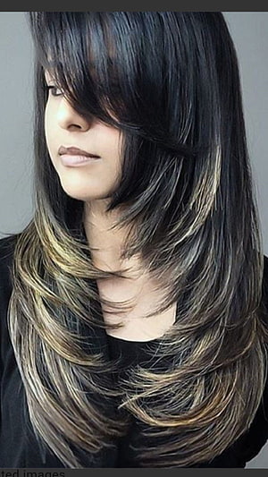 Long Feathered Haircut With Dark Roots And Golden Highlights HD phone wallpaper