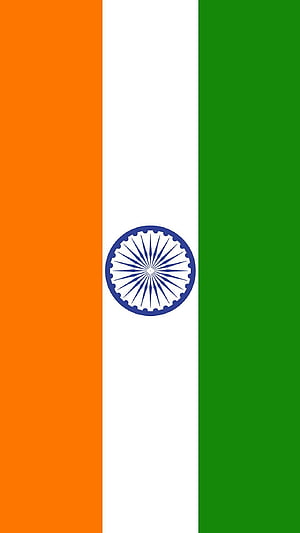 Vertical India National Flag with Ashoka Chakra on White, Saffron, and Green Stripes HD phone wallpaper