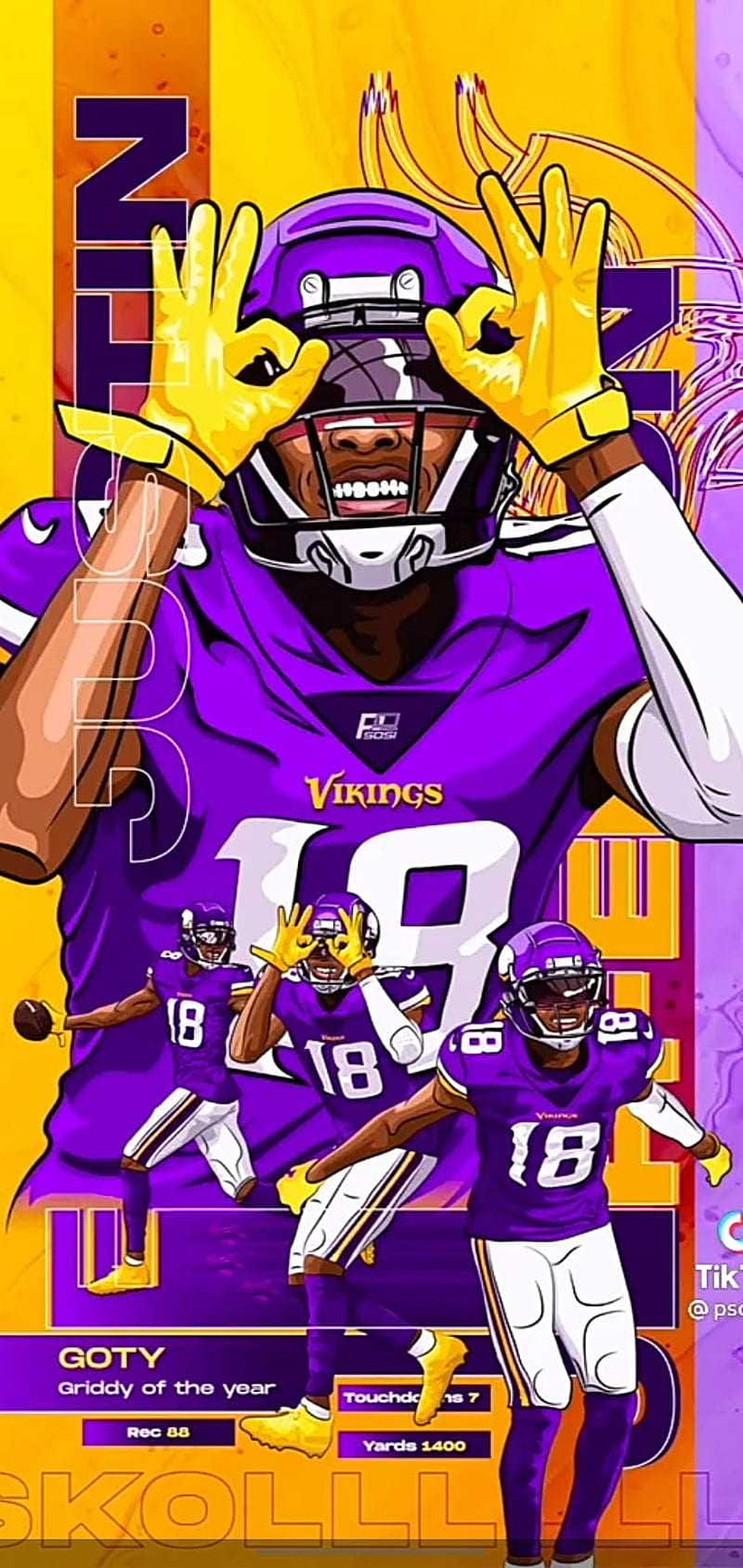 Justin Jefferson Minnesota Vikings NFL Football Player Illustration Artwork HD phone wallpaper
