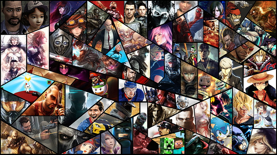 Massive Video Game Character Mosaic Featuring Iconic Heroes and Villains HD wallpaper