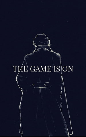 Sherlock Holmes Silhouette in Trench Coat with The Game Is On Text on Dark Background HD phone wallpaper