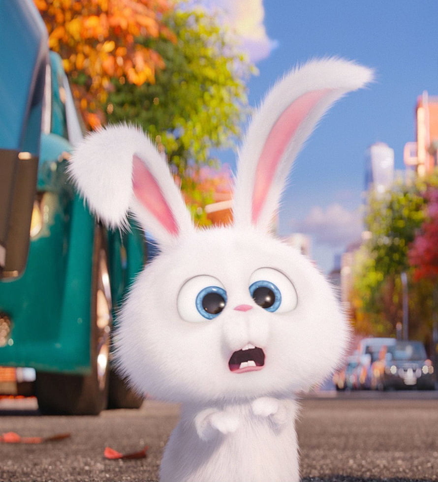 Snowball the White Bunny from Zootopia in a City Street Scene HD phone wallpaper