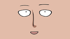 Saitama from One Punch Man with a blank and deadpan expression in a minimalist cartoon style, One Punch Man, saitama funny HD wallpaper