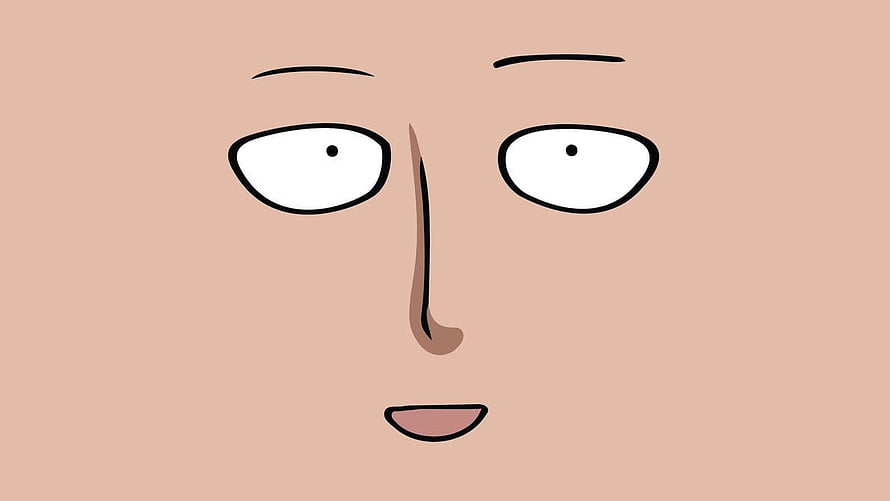Saitama from One Punch Man with a blank and deadpan expression in a minimalist cartoon style, One Punch Man, saitama funny HD wallpaper