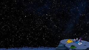 Adventure Time Finn and Jake Stargazing on a Rocky Outcrop Under a Starry Night Sky HD wallpaper