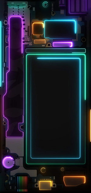 Neon Cyberpunk Smartphone Interior Circuit Board with Glowing RGB Lights HD phone wallpaper