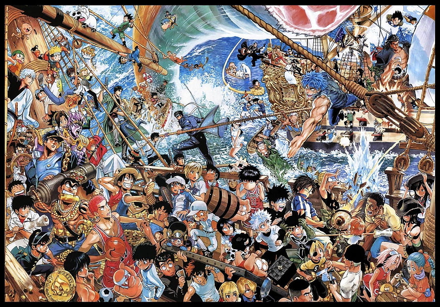 Shonen Jump 40th Anniversary Poster by Yusuke Murata Featuring Iconic Anime Characters HD wallpaper