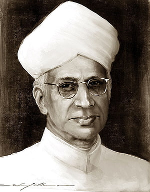 Portrait of Dr. Sarvepalli Radhakrishnan in White Turban and Glasses HD phone wallpaper