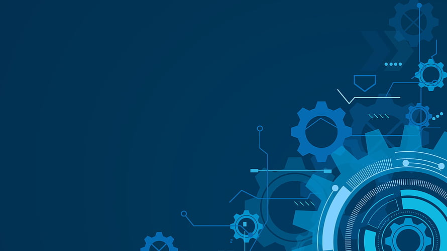 Abstract Blue Technology Background With Gears And Circuit Board Elements HD wallpaper