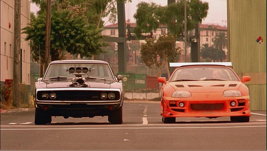 Fast and the Furious Classic Muscle Car and Modified Sports Car Street Scene HD wallpaper