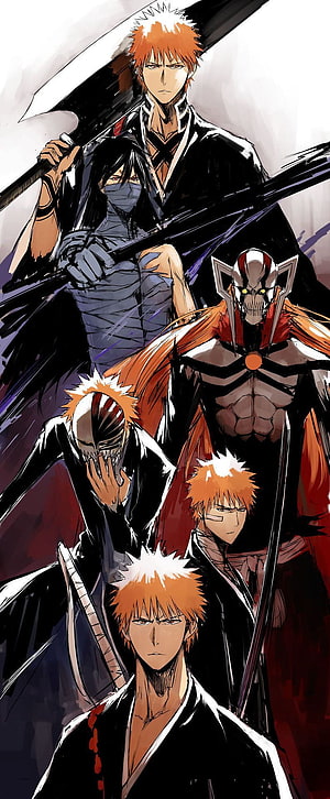 Ichigo Kurosaki Evolution Forms Bleach Anime Wallpaper HD phone wallpaper
