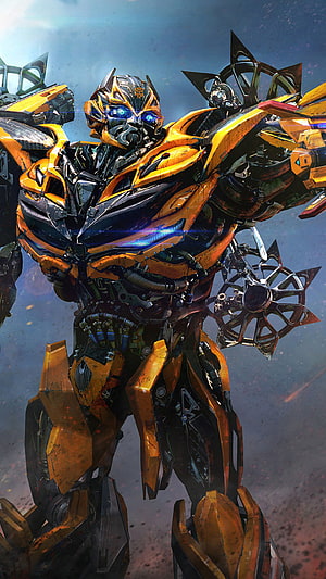 Bumblebee Transformers Movie Character Yellow Robot Warrior Action Pose HD phone wallpaper