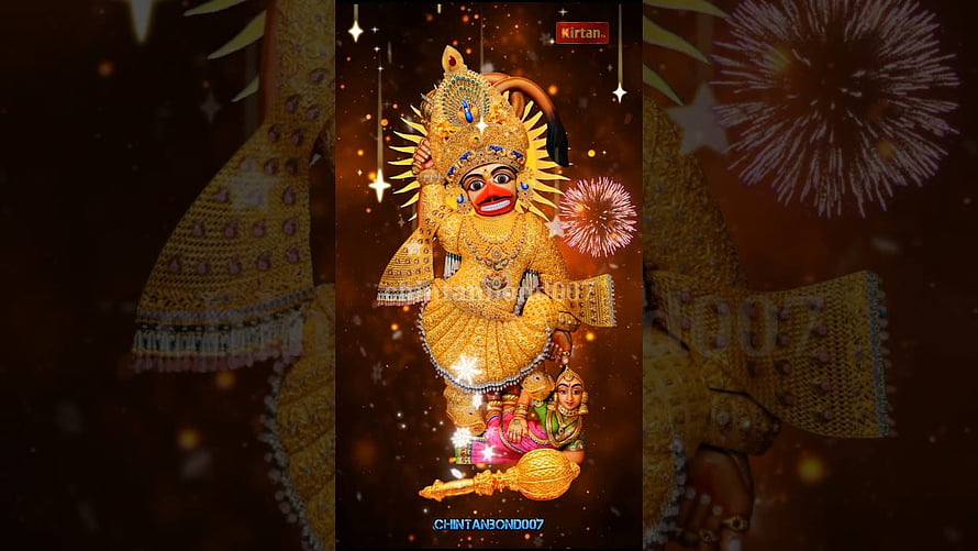 Sarangpur Hanumanji Dada Festive Illustration with Fireworks and Golden Ornamentation HD wallpaper