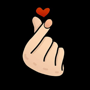Korean Finger Heart Gesture Illustration With Red Heart Icon On Black Background HD phone wallpaper