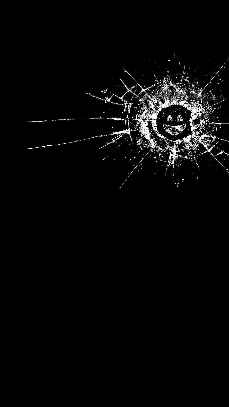 Black Mirror Fractured Glass Logo on Pure Black Background HD phone wallpaper