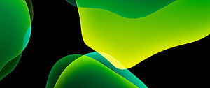 Vibrant Green Abstract Fluid Shapes on Black Background HD wallpaper